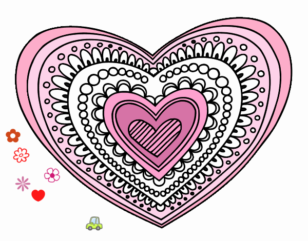 Coloring page Heart mandala painted byLilwenn