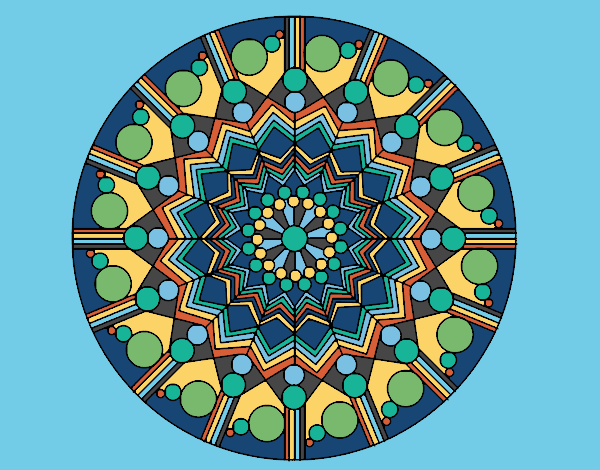 Coloring page Mandala flower with circles painted byG222