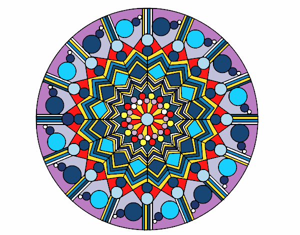 Coloring page Mandala flower with circles painted bytwist