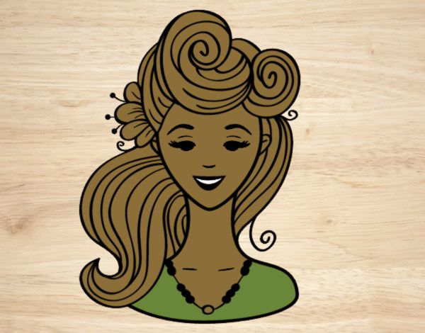 Coloring page Pin-up hairstyle  painted byleslie
