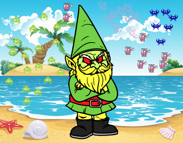 Coloring page Grumpy gnome painted bytwist