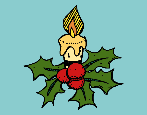 Coloring page A christmas candle painted byTheColor