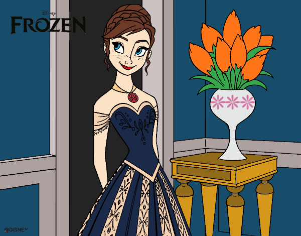 Coloring page Frozen Anna Princess painted byatikahSH