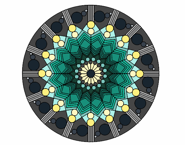 Coloring page Mandala flower with circles painted byatikahSH