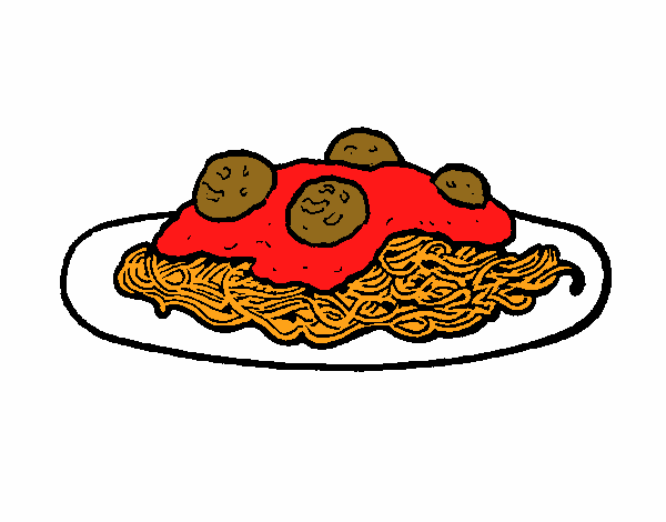 Colored page Spaghetti with meat painted by User not ...