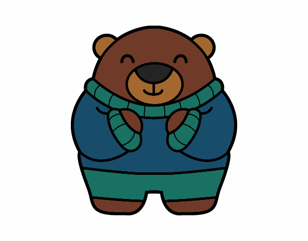 Coloring page Bear in winter painted bystefania