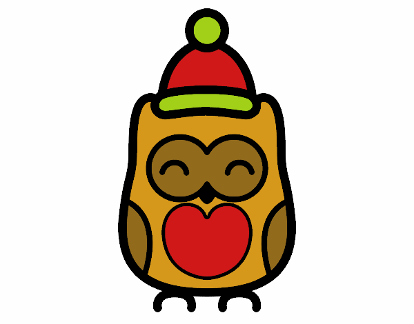 Coloring page Christmas owl painted bystefania