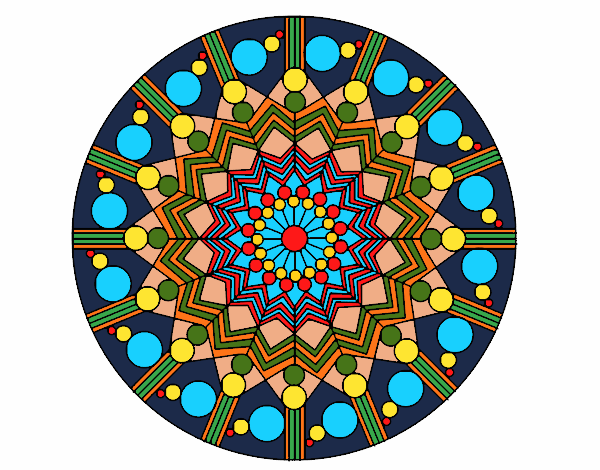 Coloring page Mandala flower with circles painted bymvranovska
