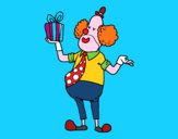 Coloring page  Clown with gift painted bymindella