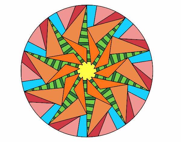 Coloring page Mandala triangular sun painted bymvranovska