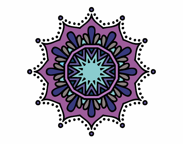 Coloring page Snow flower mandala painted bystefania