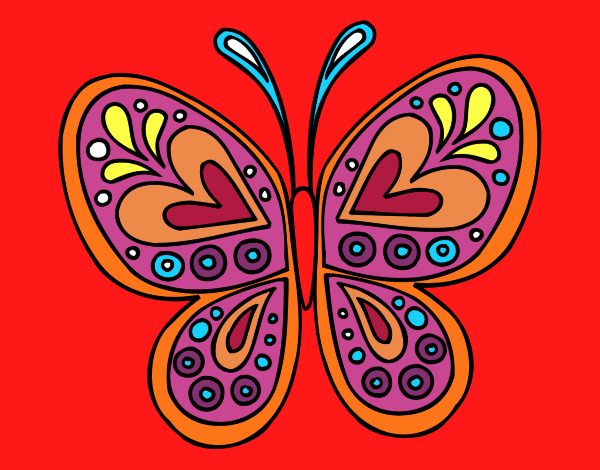 Coloring page Butterfly mandala painted bymindella
