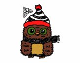 Coloring page Owl ready for Christmas  painted bykjdorkface