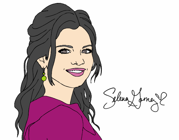 Coloring page Selena Gomez with curly hair painted bynelli00949