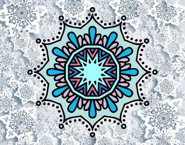 Coloring page Snow flower mandala painted byRivir 