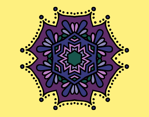 Coloring page Symmetrical flower mandala painted byECHO