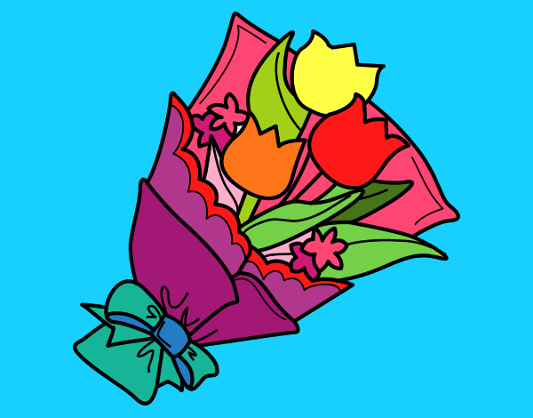Coloring page Bunch of Tulips painted bymindella