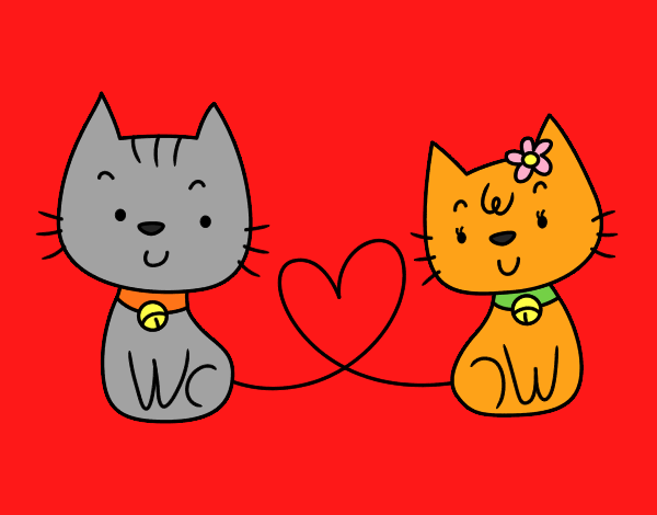 Coloring page Cats in love painted byemma7200