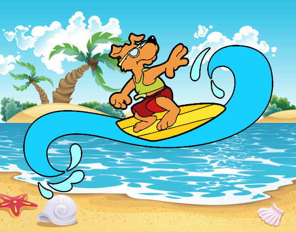 Coloring page Dog surfing painted byatikahSH
