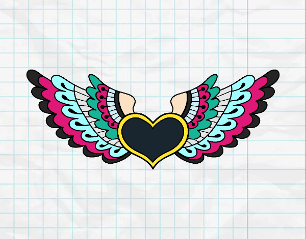 Coloring page Heart with wings painted byatikahSH
