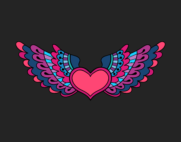 Coloring page Heart with wings painted byRivir 