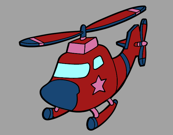Coloring page Helicopter with a star painted byLilypop