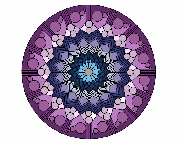 Coloring page Mandala flower with circles painted byLilypop