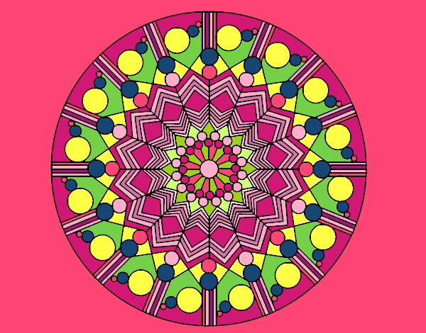 Coloring page Mandala flower with circles painted bysuzie