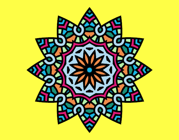 Coloring page Mandala flowery star painted byECHO