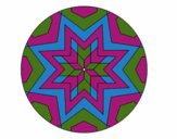 Coloring page Mandala star mosaic painted byECHO