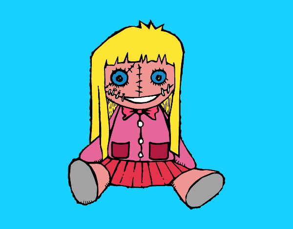 Coloring page Terrifying doll painted bymindella