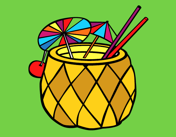 Coloring page Cocktail pineapple painted bymindella