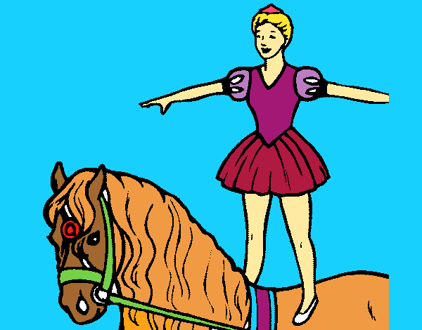 Coloring page Trapeze artist on a horse painted bymindella