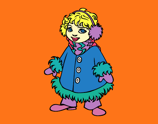 Coloring page Warm girl painted bymindella