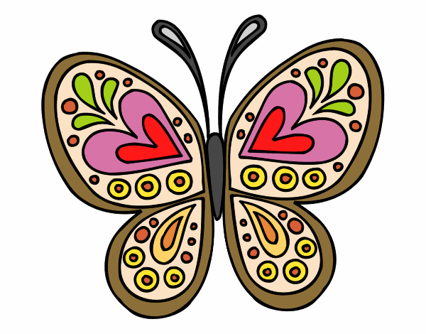 Coloring page Butterfly mandala painted bynelli00949