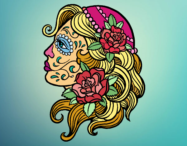 Coloring page Catrina tattoo painted bysuzie
