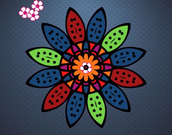 Coloring page Flower mandala with petals painted bythumperi