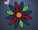 Coloring page Flower mandala with petals painted bythumperi