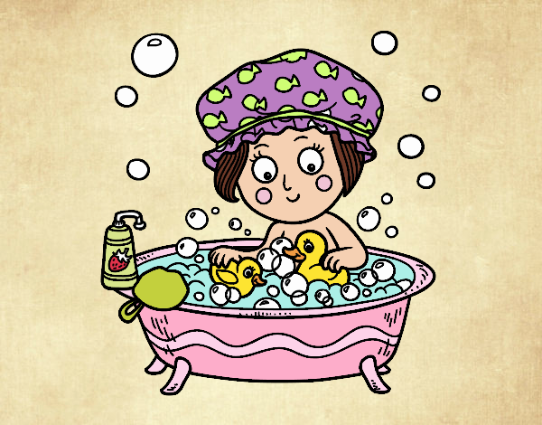 Girl taking a bath