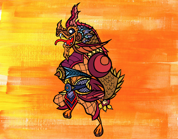 Coloring page Guardian dragon painted bysuzie