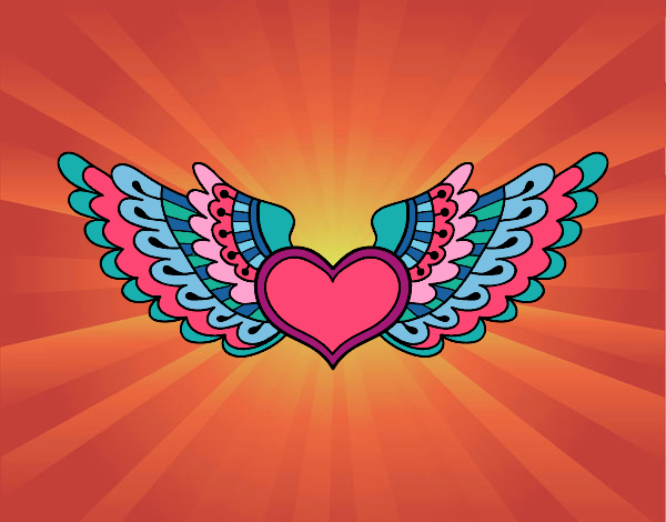 Coloring page Heart with wings painted byBarbColors