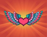 Coloring page Heart with wings painted byBarbColors