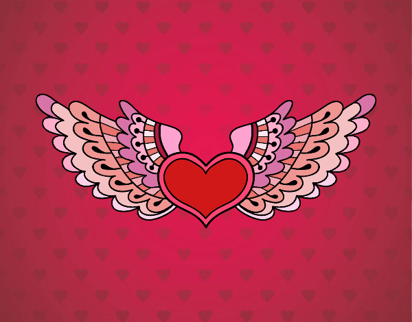 Coloring page Heart with wings painted bysuzie