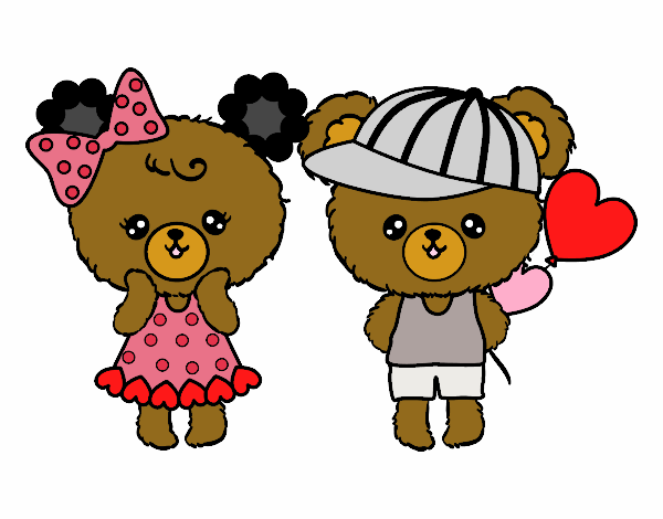Kawaii bears in love