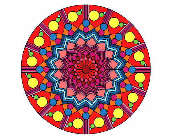 Coloring page Mandala flower with circles painted byDivaDee