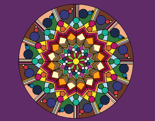 Coloring page Mandala flower with circles painted byLucky