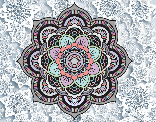 Coloring page Mandala oriental flower painted bysuzie