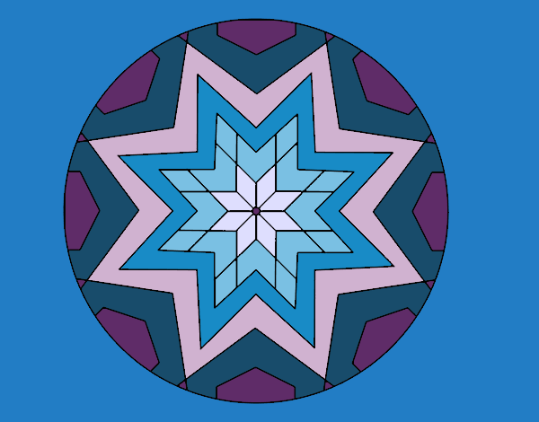 Coloring page Mandala star mosaic painted byCharlotte