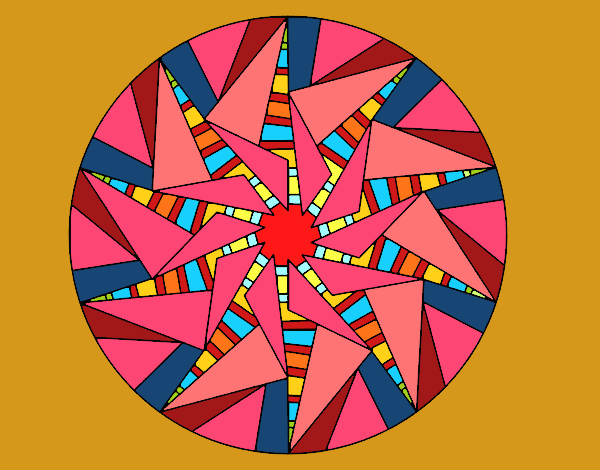 Coloring page Mandala triangular sun painted byDivaDee