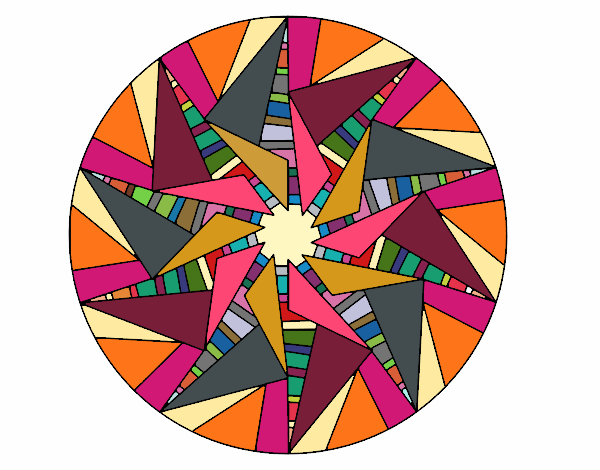 Coloring page Mandala triangular sun painted byLucky